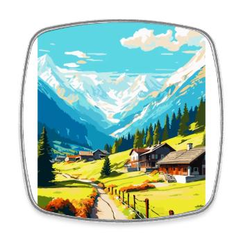 Klosters Serneus Suisse Affiche de voyage vintage - Magnet carré - blanc - Devant
