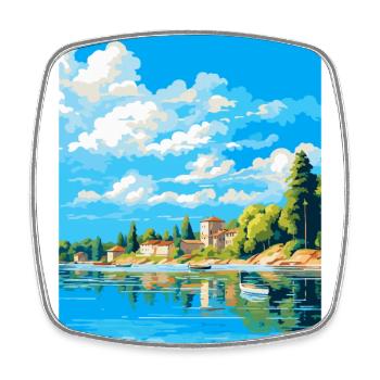 Savonlinna Finlande Affiche de voyage vintage souvenir - Magnet carré - blanc - Devant