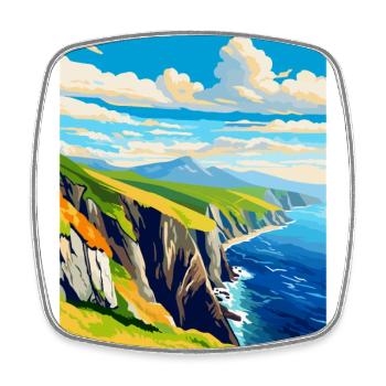 Slieve League Ireland Uk Vintage Travel Poster WPA - Square fridge magnet - white - Front