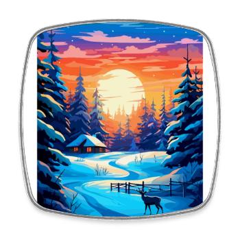Lapland Finland Vintage Travel Poster Souvenir WPA - Square fridge magnet - white - Front