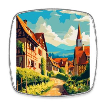 Alsace France Vintage Travel Poster WPA Souvenir - Square fridge magnet - white - Front
