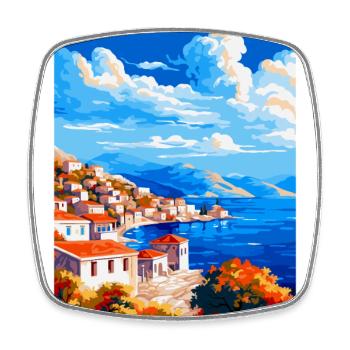 Hydra Greece Vintage Travel Poster WPA Souvenir - Square fridge magnet - white - Front