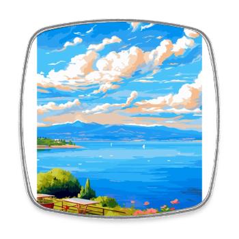 Lac de Bracciano Italie Affiche de voyage vintage WPA Art - Magnet carré - blanc - Devant