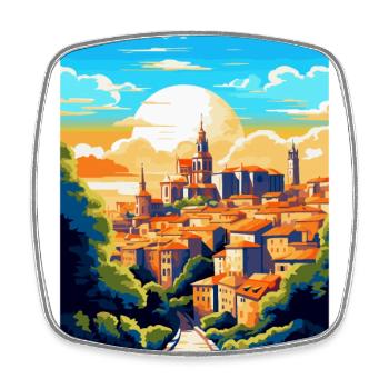 Toledo Spanien Vintage Reiseposter WPA Souvenir - Viereckiger Kühlschrankmagnet - Weiß - Vorne