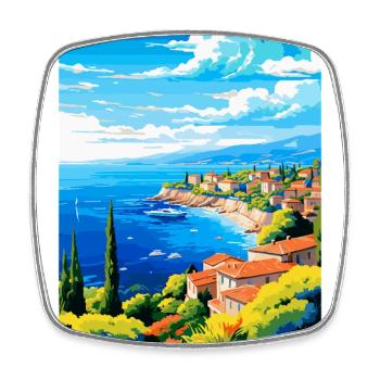 Côte d Azur Frankreich Vintage Reiseplakat Souvenir - Viereckiger Kühlschrankmagnet - Weiß - Vorne