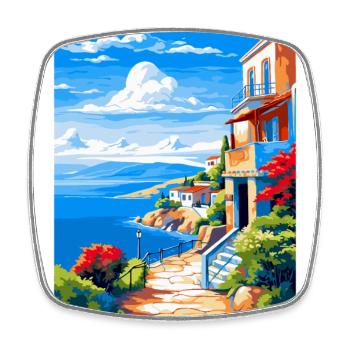 Elafonisos Grèce Affiche de voyage vintage souvenir - Magnet carré - blanc - Devant