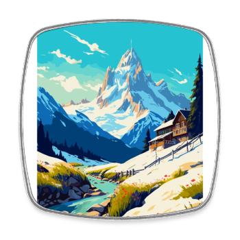 Chamonix Frankreich Vintage Reiseposter Souvenir WPA - Viereckiger Kühlschrankmagnet - Weiß - Vorne