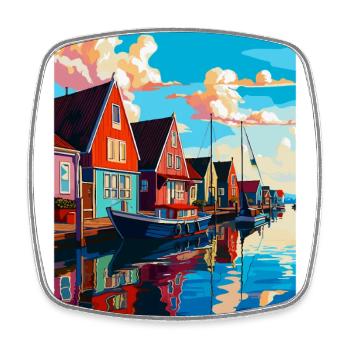 Volendam Netherlands Vintage Travel Poster WPA Art - Square fridge magnet - white - Front
