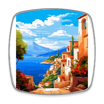 Altea Spain Vintage Travel Poster WPA Art Souvenir - Square fridge magnet - white - Front