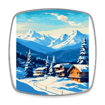 Kitzbühel Österreich Vintage Reiseplakat Souvenir - Viereckiger Kühlschrankmagnet - Weiß - Vorne