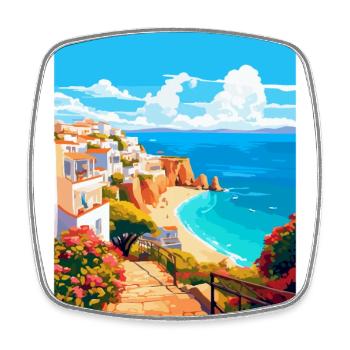 Albufeira Portugal Vintage Travel Poster Souvenir - Square fridge magnet - white - Front