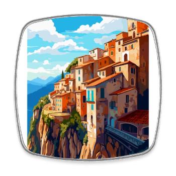 Cuenca Espagne Affiche de voyage vintage WPA Souvenir - Magnet carré - blanc - Devant