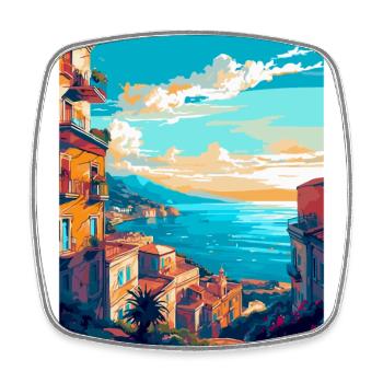 Naples Italy Vintage Travel Poster WPA Souvenir - Square fridge magnet - white - Front