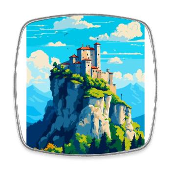 San Marino Vintage Reise Poster Souvenir Souvenir - Viereckiger Kühlschrankmagnet - Weiß - Vorne