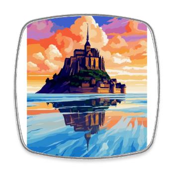 Mont Saint Michel Frankreich Vintage Reiseposter WPA - Viereckiger Kühlschrankmagnet - Weiß - Vorne