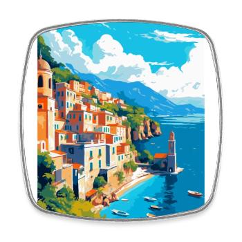 Amalfi Italie Affiche de voyage vintage WPA Souvenir - Magnet carré - blanc - Devant
