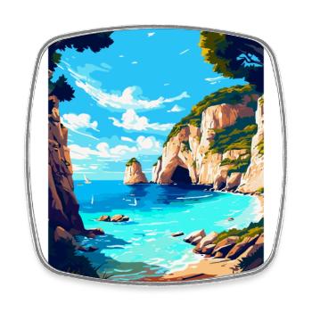 Zakynthos Grèce Affiche de voyage vintage souvenir - Magnet carré - blanc - Devant