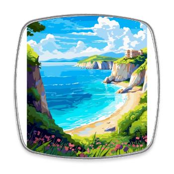 Zakynthos Grèce Affiche de voyage vintage souvenir - Magnet carré - blanc - Devant