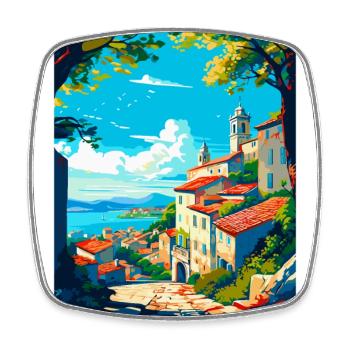Viana Italy Vintage Travel Poster WPA Art Souvenir - Square fridge magnet - white - Front