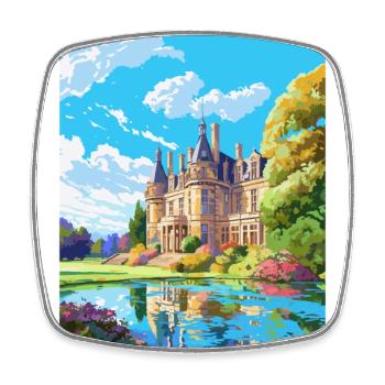 Fontainebleau France Vintage Travel Poster WPA Art - Square fridge magnet - white - Front