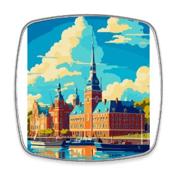 Helsingborg Sweden Vintage Travel Poster Souvenir - Square fridge magnet - white - Front