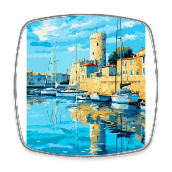 La Rochelle France Poster de voyage vintage souvenir - Magnet carré - blanc - Devant