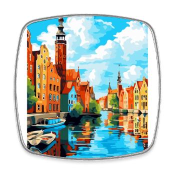Danzig Polen Vintage Reiseposter WPA Souvenir - Viereckiger Kühlschrankmagnet - Weiß - Vorne