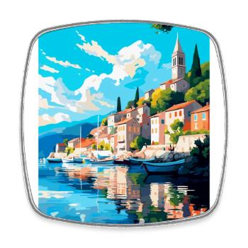 Skradin Croatie Affiche de voyage vintage Souvenir WPA - Magnet carré - blanc - Devant