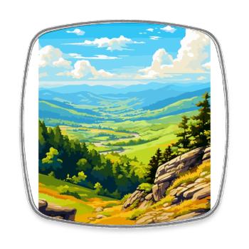 Cevennes National Park France Travel Poster WPA - Square fridge magnet - white - Front