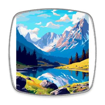 Tatry Pologne Affiche de voyage vintage WPA Souvenir - Magnet carré - blanc - Devant