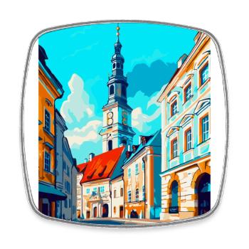 Czestochowa Pologne Affiche de voyage vintage souvenir - Magnet carré - blanc - Devant