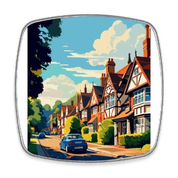 Lindfield Angleterre Royaume-Uni Affiche de voyage vintage WPA Art - Magnet carré - blanc - Devant
