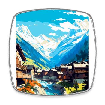 Sölden Österreich Vintage Reiseplakat Souvenir WPA - Viereckiger Kühlschrankmagnet - Weiß - Vorne