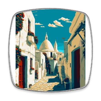 Alberobello Italien Vintage Reiseplakat Souvenir - Viereckiger Kühlschrankmagnet - Weiß - Vorne