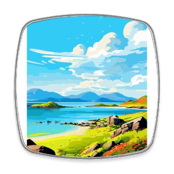 Île de Jura Écosse Royaume-Uni Affiche de voyage vintage WPA - Magnet carré - blanc - Devant