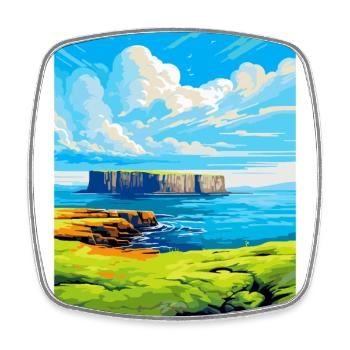 Isle Of Staffa Scotland Uk Vintage Travel Poster - Square fridge magnet - white - Front