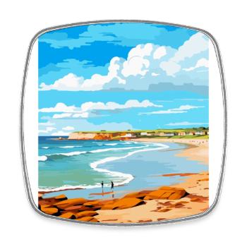 Porthcawl Bay Uk Affiche de voyage vintage souvenir - Magnet carré - blanc - Devant