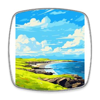 Isle Of Sanday Scotland Uk Vintage Travel Poster - Square fridge magnet - white - Front