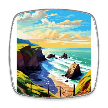 Hartland Quay Devon Vintage Reiseplakat Souvenir - Viereckiger Kühlschrankmagnet - Weiß - Vorne