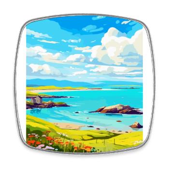 Isle Of Gigha Scotland Uk Vintage Travel Poster - Square fridge magnet - white - Front