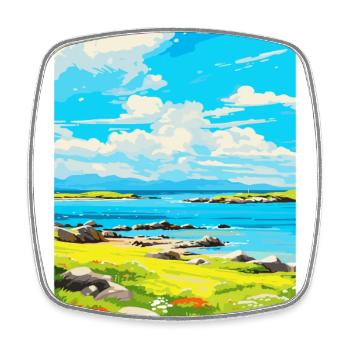 Isle Of Gigha Scotland Uk Vintage Travel Poster - Square fridge magnet - white - Front