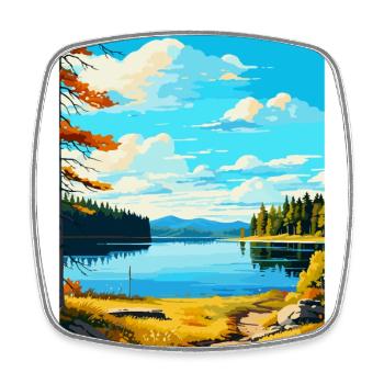 Kielder Water Forest Park England Uk Travel Poster - Square fridge magnet - white - Front