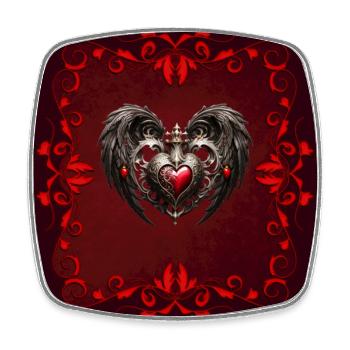 A stunning Gothic heart with elegant wings - Square fridge magnet - white - Front