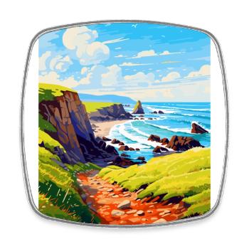 Hartland Quay Devon Vintage Reiseplakat Souvenir - Viereckiger Kühlschrankmagnet - Weiß - Vorne