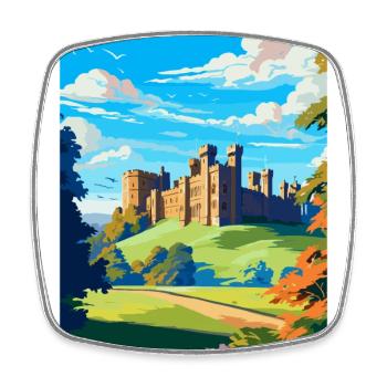Alnwick Castle England Uk Vintage Travel Poster - Square fridge magnet - white - Front