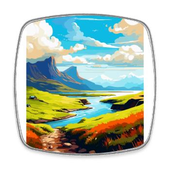 Île de Skye Écosse Royaume-Uni Affiche De Voyage Vintage WPA - Magnet carré - blanc - Devant