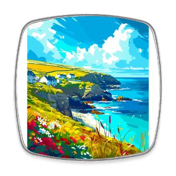 Cornwall England Uk Vintage Reiseplakat Souvenir - Viereckiger Kühlschrankmagnet - Weiß - Vorne