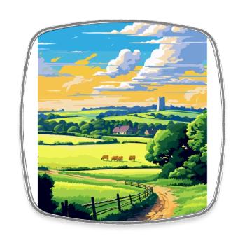 Cotswolds Angleterre Royaume-Uni Affiche de voyage vintage WPA Art - Magnet carré - blanc - Devant