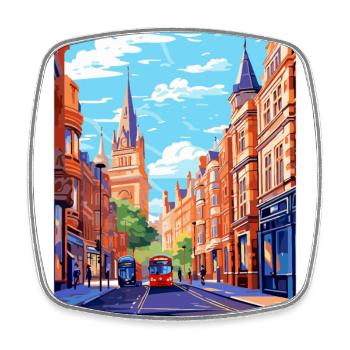 Oxford Street Angleterre Royaume-Uni Affiche de voyage vintage WPA - Magnet carré - blanc - Devant