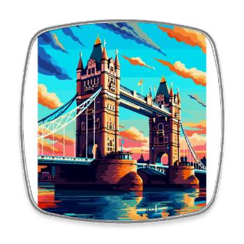 Tower Bridge England Uk Vintage Reiseposter WPA - Viereckiger Kühlschrankmagnet - Weiß - Vorne